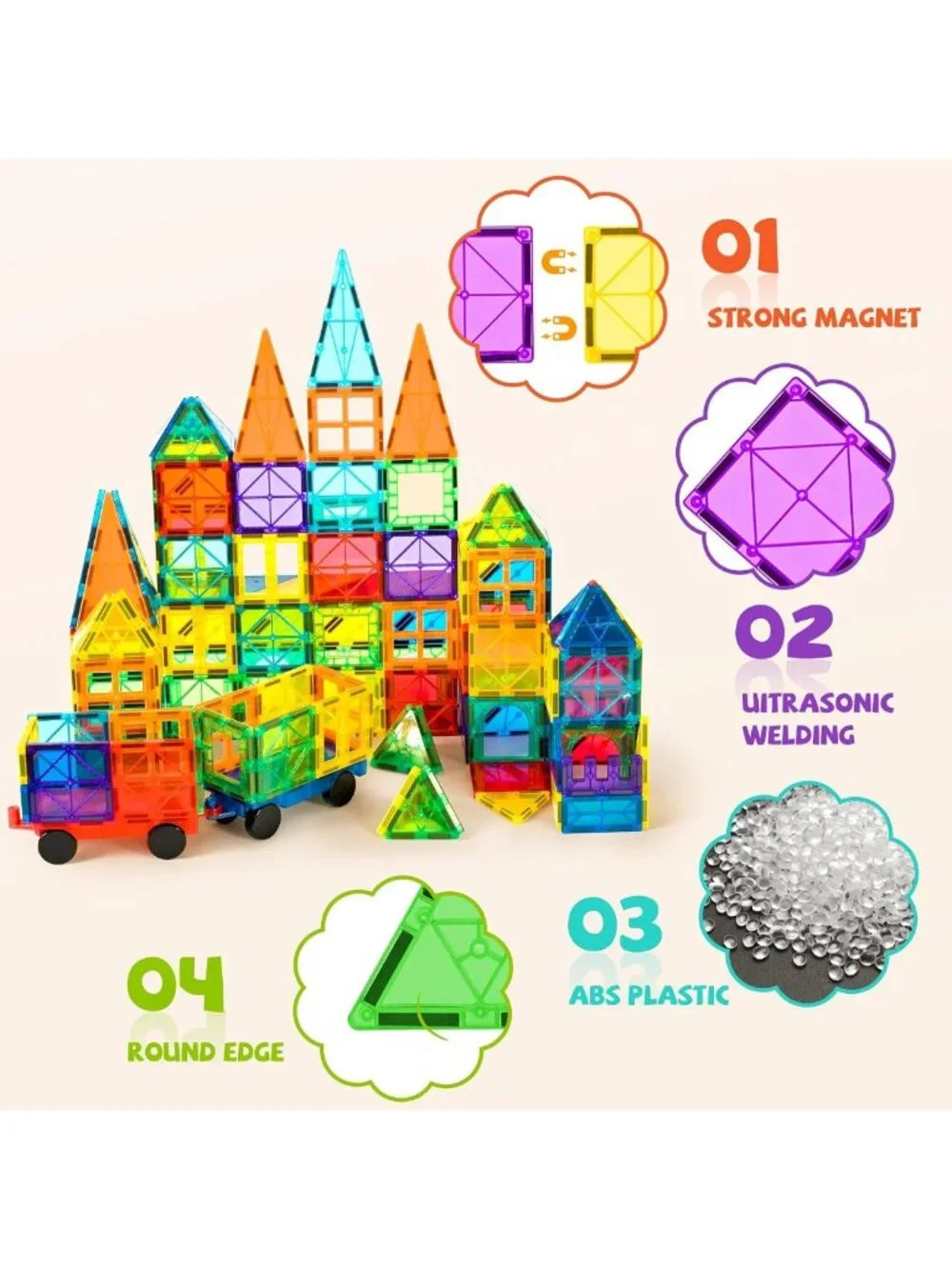 120Pcs Magnetic Building Blocks Set - 3D Construction Toys for Kids Ages 3-8